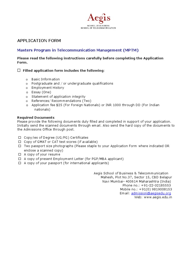 Application Form MPTM in Word | PDF | Digital Technology ...