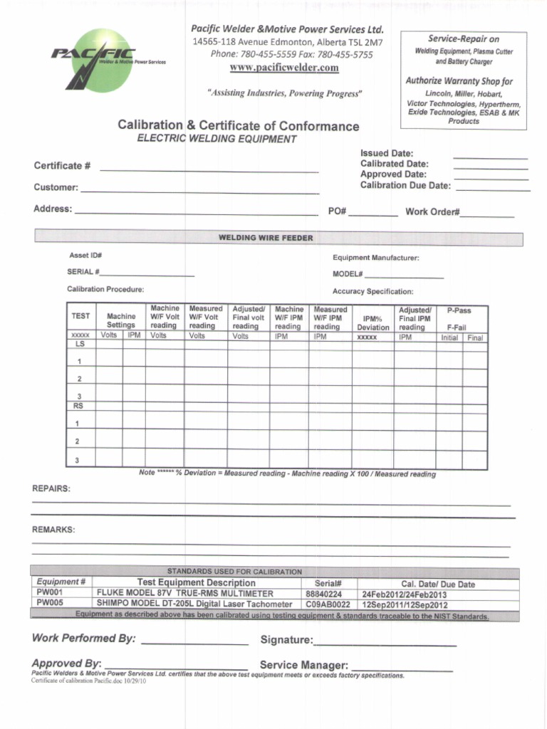 Calibration Certificates And Maintenance Report Switch Electrical Network