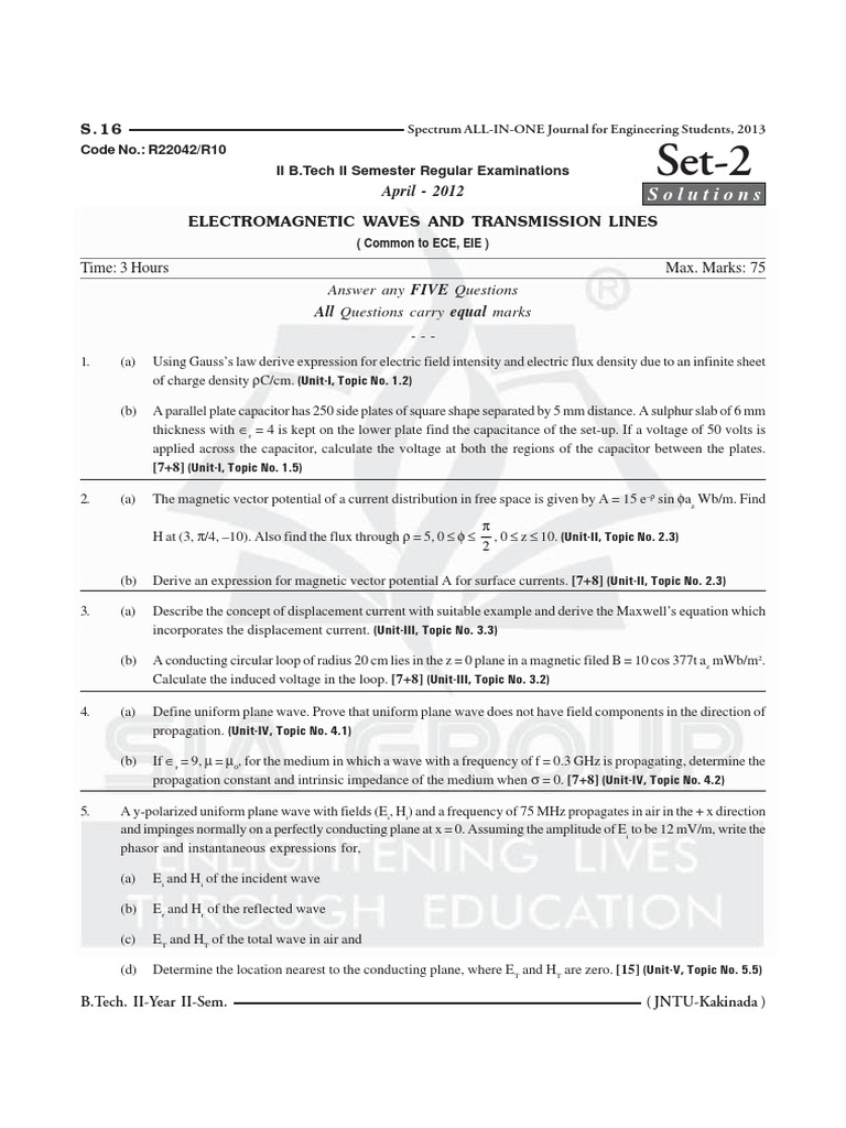 Engineering Exam Solutions 2012 | PDF | Capacitor | Transmission Line
