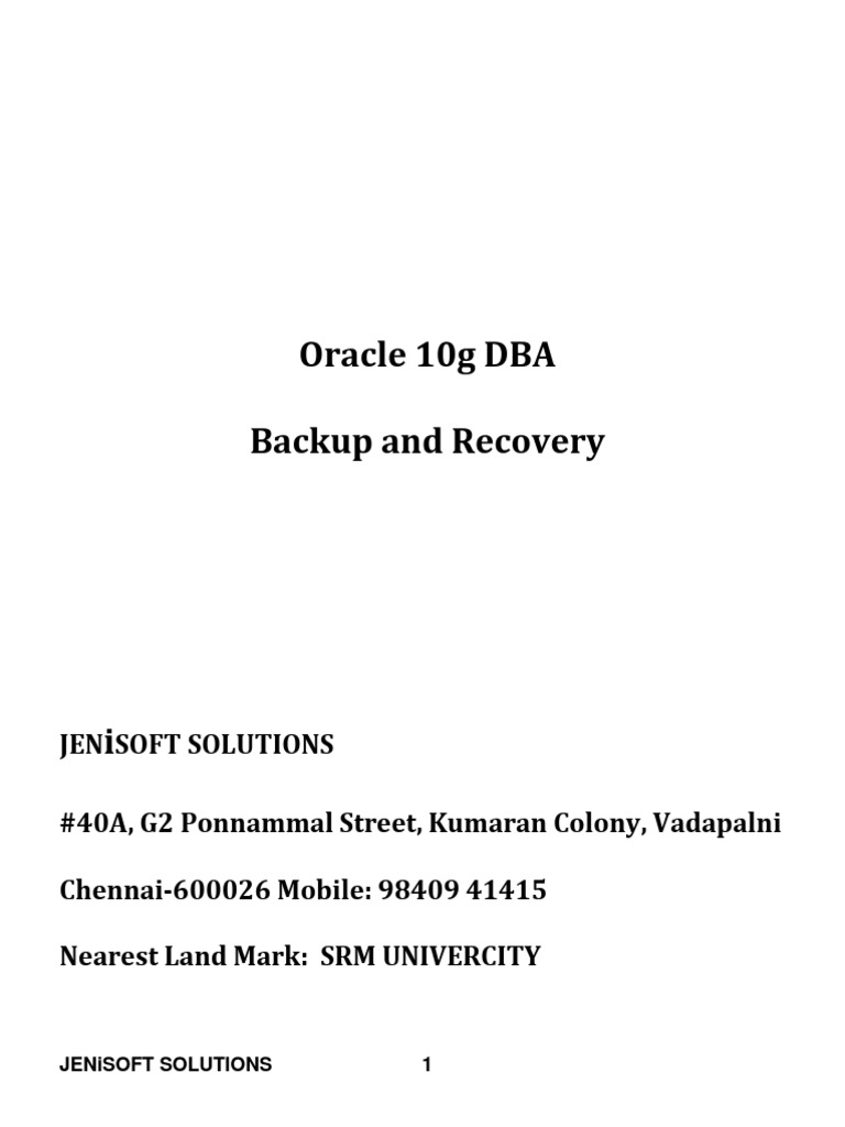 Oracle 10g DBA Backup & Recovery Guide | PDF | Computers