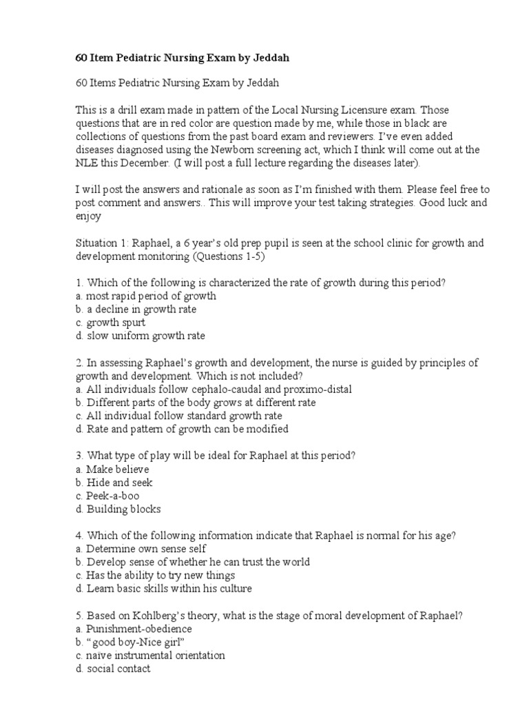 60 Item Pediatric Nursing Exam By Jeddah Congenital Heart Defect Medical Specialties