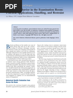 Psittacine Behavior Exam Room