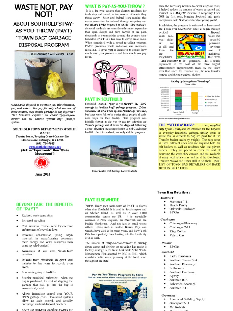 Southold Town's Pay As You Throw Program PDF Waste Management Waste