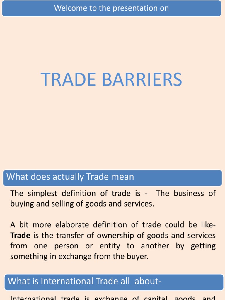 Trade Barriers Economics PDF Non Tariff Barriers To Trade Tariff