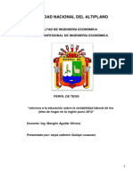 Universidad Nacional Del Altiplano: Facultad de Ingeniería Económica Escuela Profesional de Ingeniería Económica