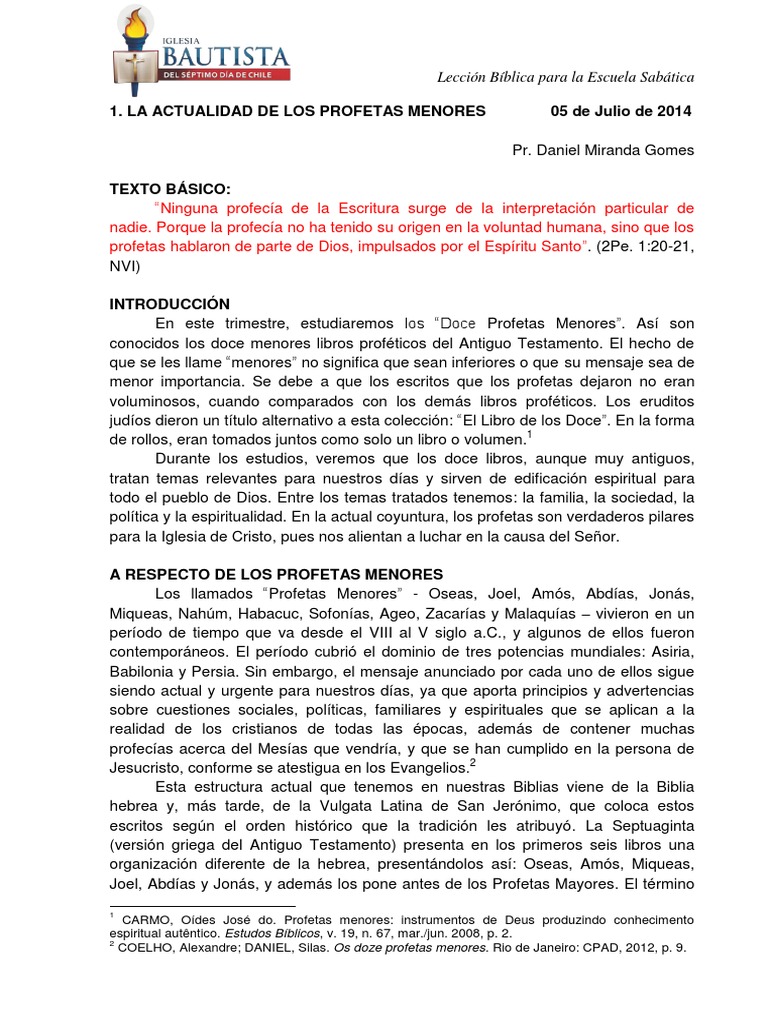 Actualidad de los Profetas Menores | PDF | Doce profetas menores | Profeta