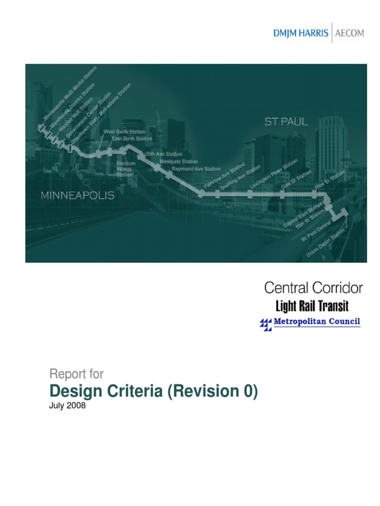 Central Corridor Design Criteria PDF Train Station Track (Rail
