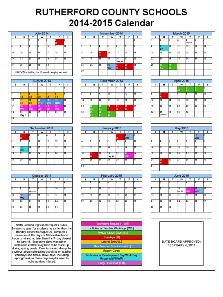 Rcs Calendar 2014 2015 Approved 020414 PDF Working Time Business