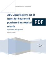 ABC Classification For Household Items in A Typical Month