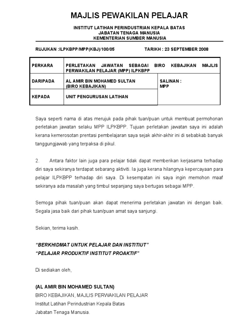 Perletakan Jawatan