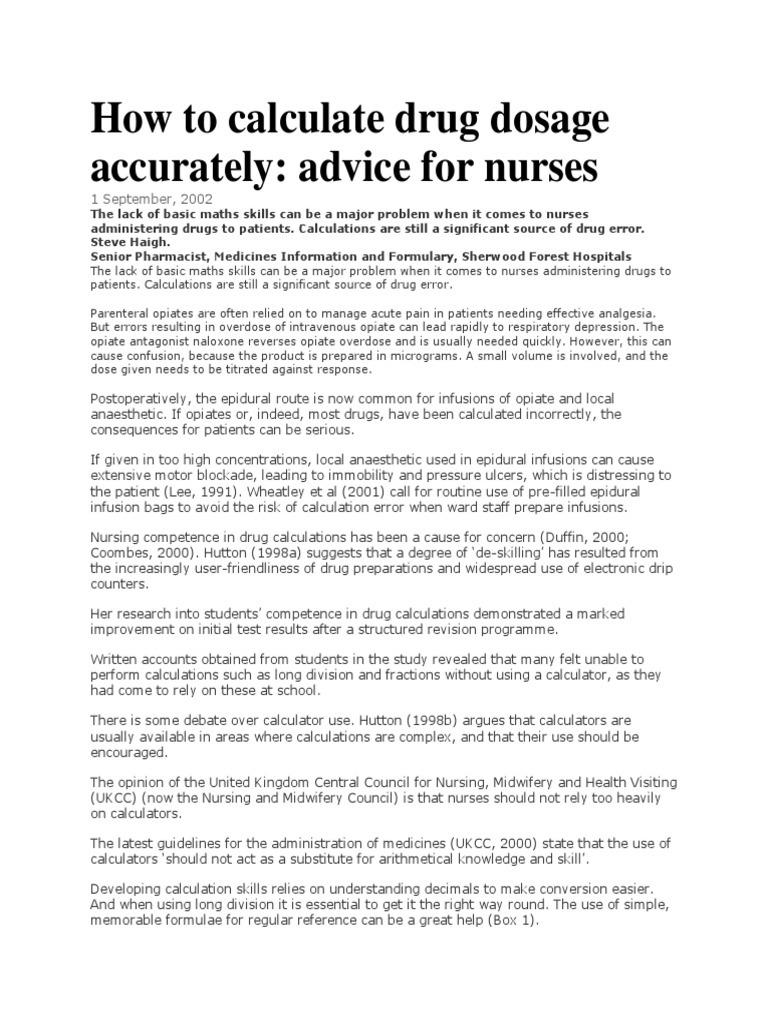 How to Calculate Drug Dosage Accurately Dose (Biochemistry