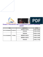 Horário das Confissões para o Advento 2009