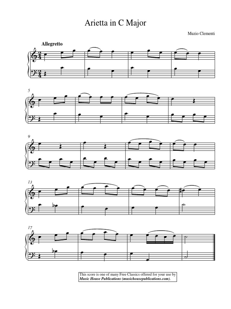 Clementi's Arietta in C Major Score | PDF