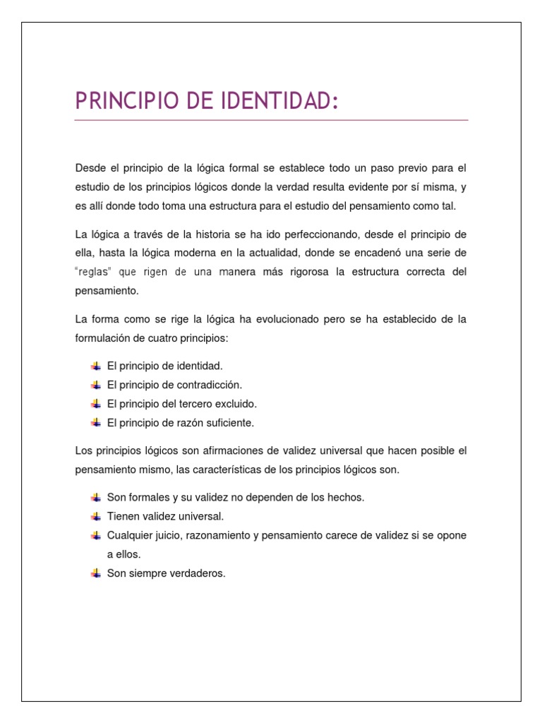 Principio de Identidad Principio Lógica