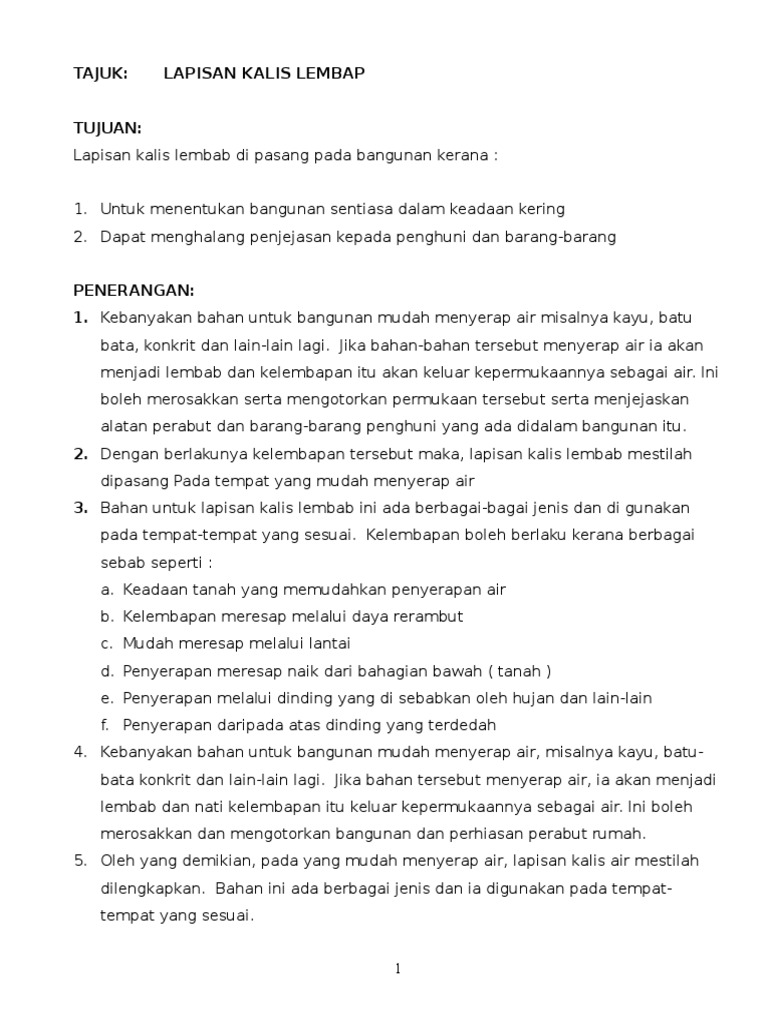 Lapisan Kalis Lembap | PDF