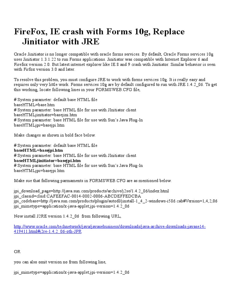 Transition from Jinitiator to JRE 1.4.2 | PDF | Java (Programming ...