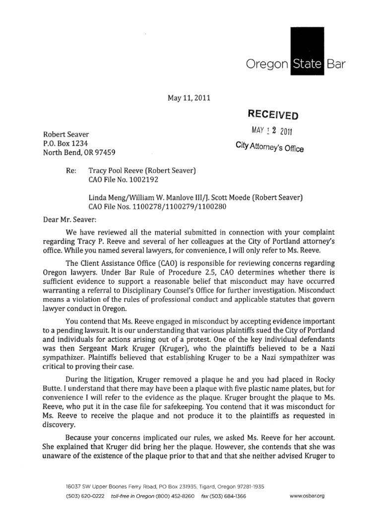City Attorney Tracey Reeve Nazi Portland Cop Kruger Accomplice Hiding ...
