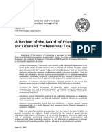 A Review of The Board of Examiners For Licensed Professional Counselors