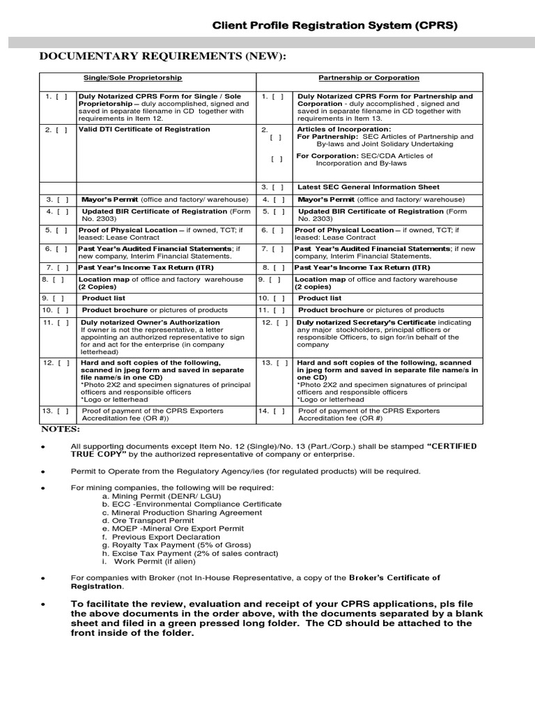 CPRS Application Requirements Guide | PDF | Notary Public | Government ...