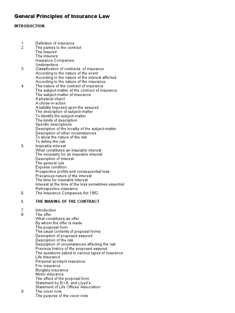 General Principles of Insurance Law Law Of Agency