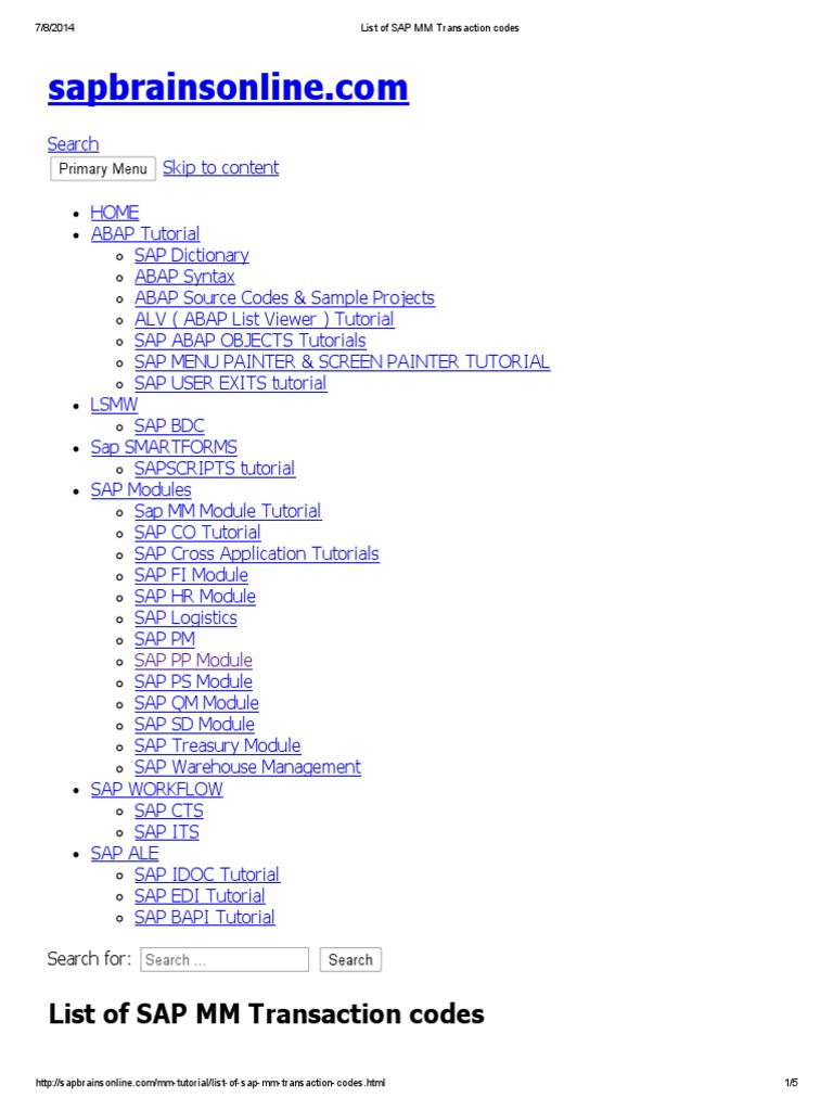 list-of-sap-mm-transaction-codes-software-sap-se-free-30-day