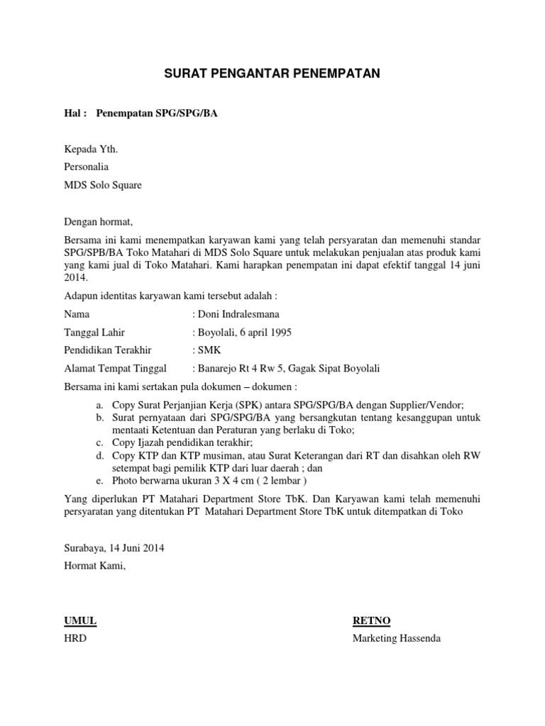 Contoh Email Surat Penembatan Praktikal