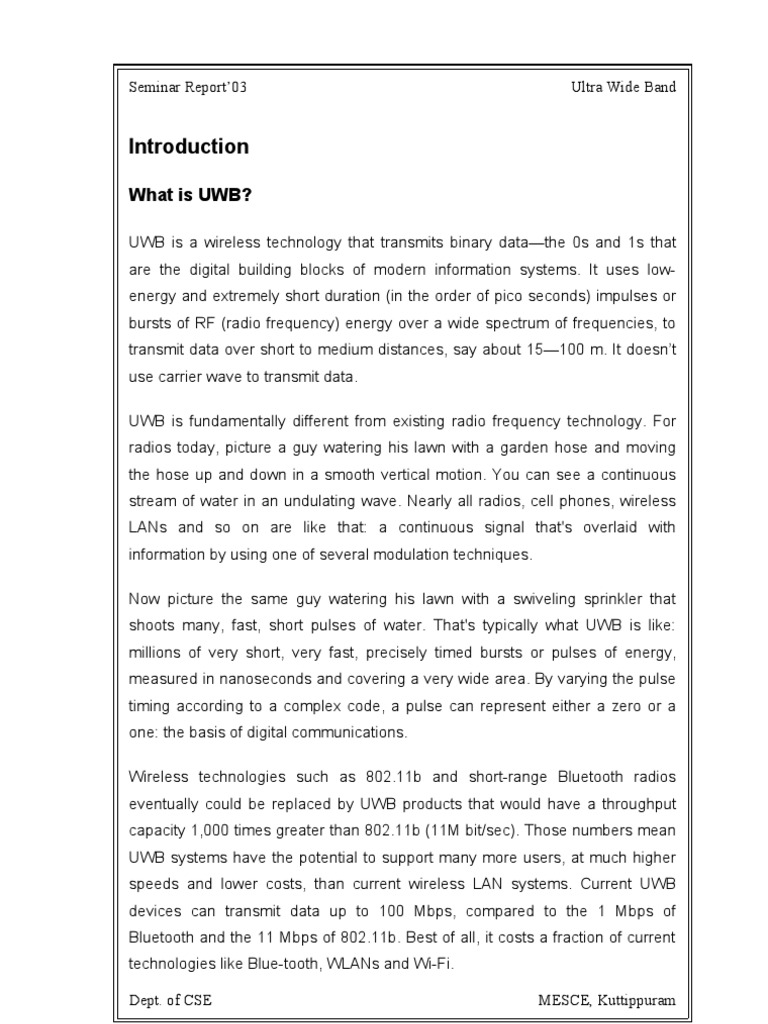 UWB: Next-Gen Wireless Tech | PDF | Ultra Wideband | Radio Spectrum