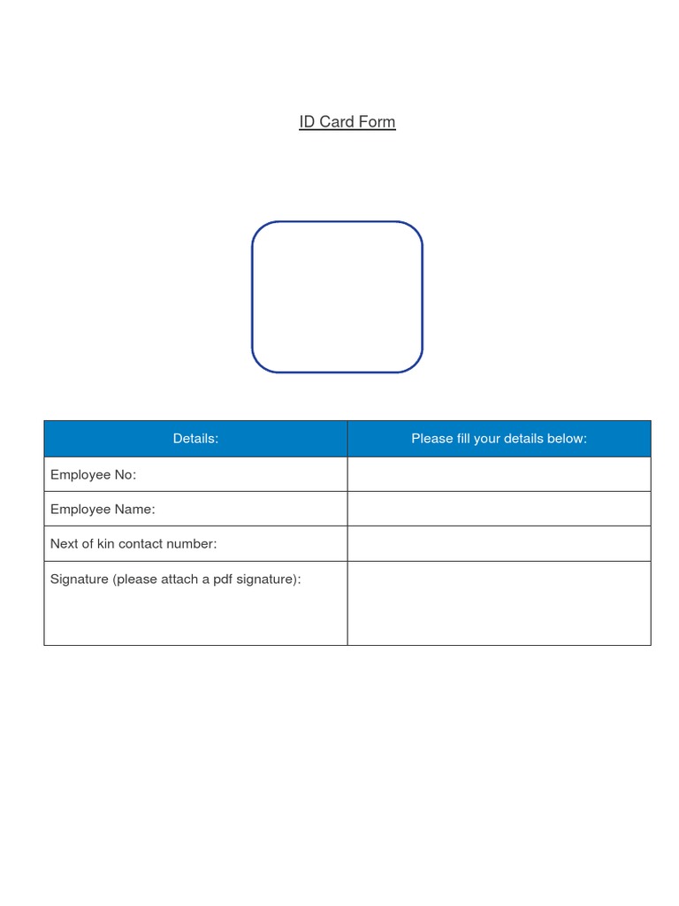 ID Card Form: Details: Please Fill Your Details Below | PDF | Law