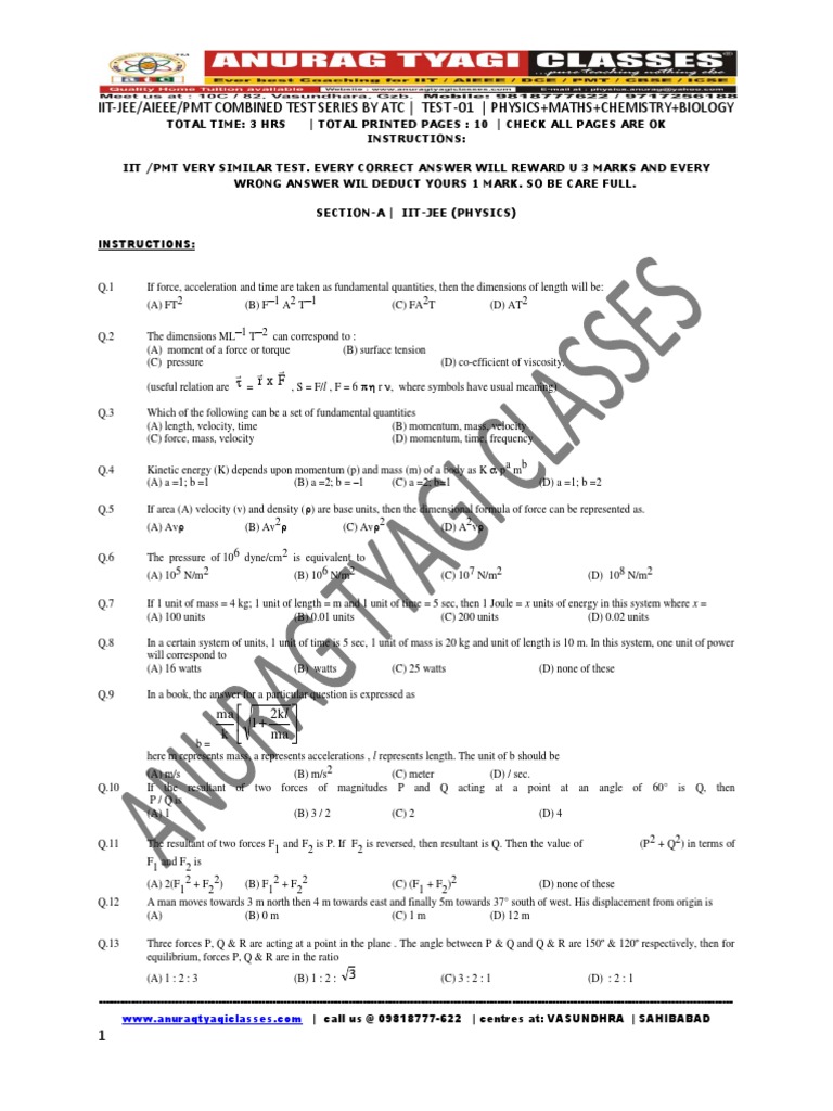 Important Questions For Iit-Jee | PDF