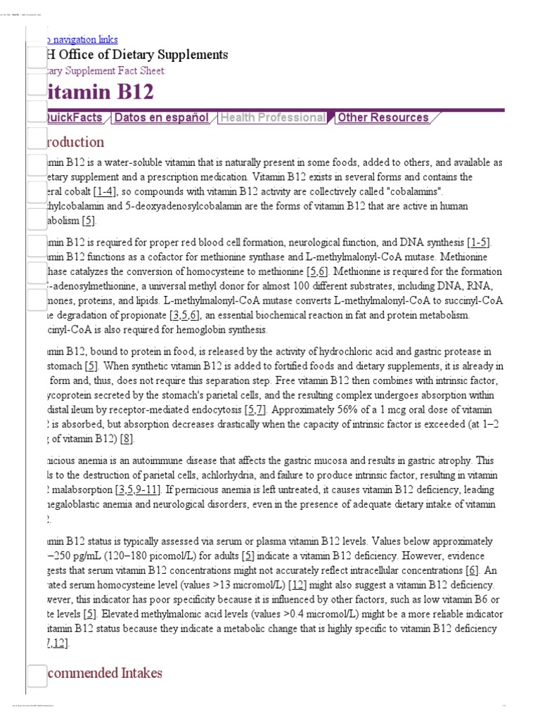 Dietary Supplement Fact Sheet_ Vitamin B12 — Health Professional Fact