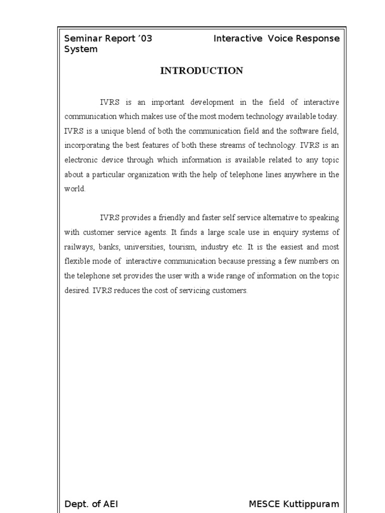 Interactive Voice Response System | PDF | Interactive Voice Response ...