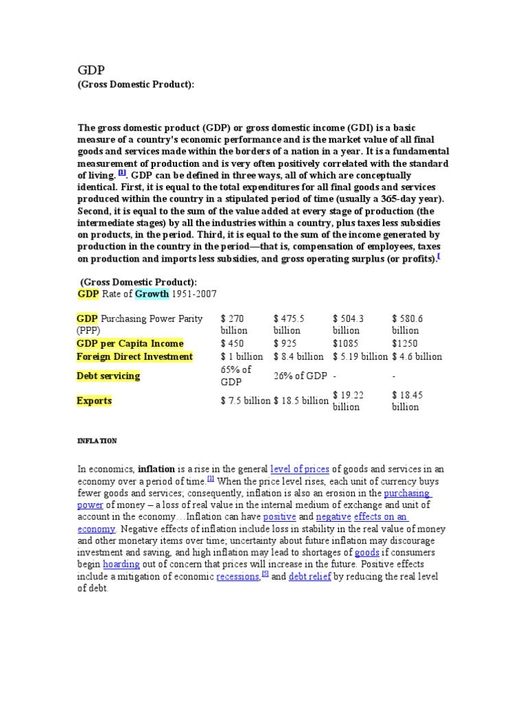 Gross Domestic Product Pdf Gross Domestic Product Inflation