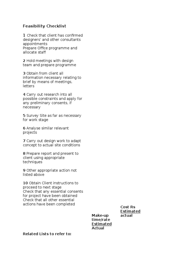 Feasibility Checklist | PDF