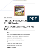 TITLE: Poetics, by Aristotle, Tr. SH Butcher AUTHOR: Aristotle, 384-322 B.C