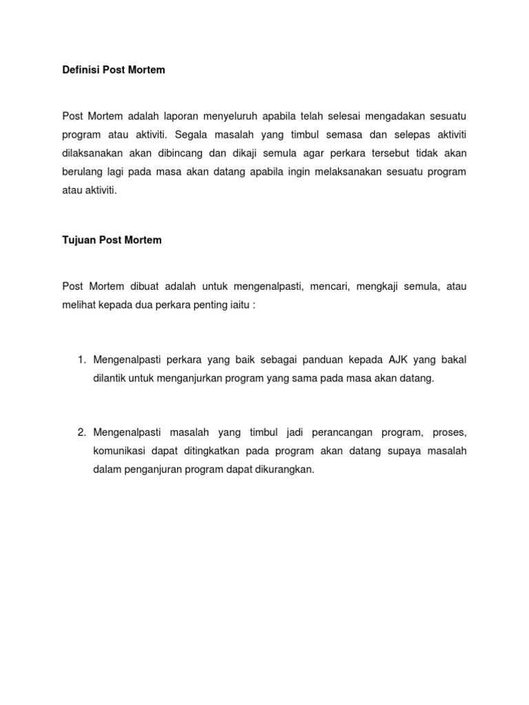 Definisi Post Mortem