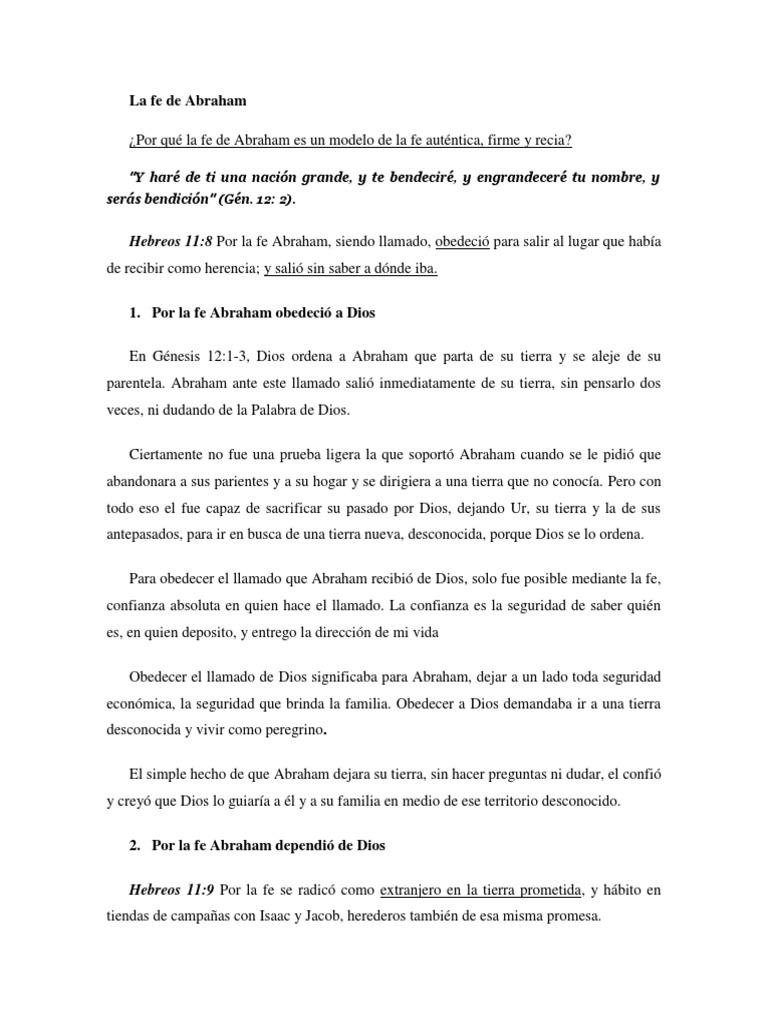 La fe y obediencia de Abraham | PDF | Abrahán | Sarah