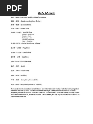 daily schedule
