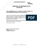 UNIÓN REGIONAL SE ABSTENDRÁ EN VOTACIÓN