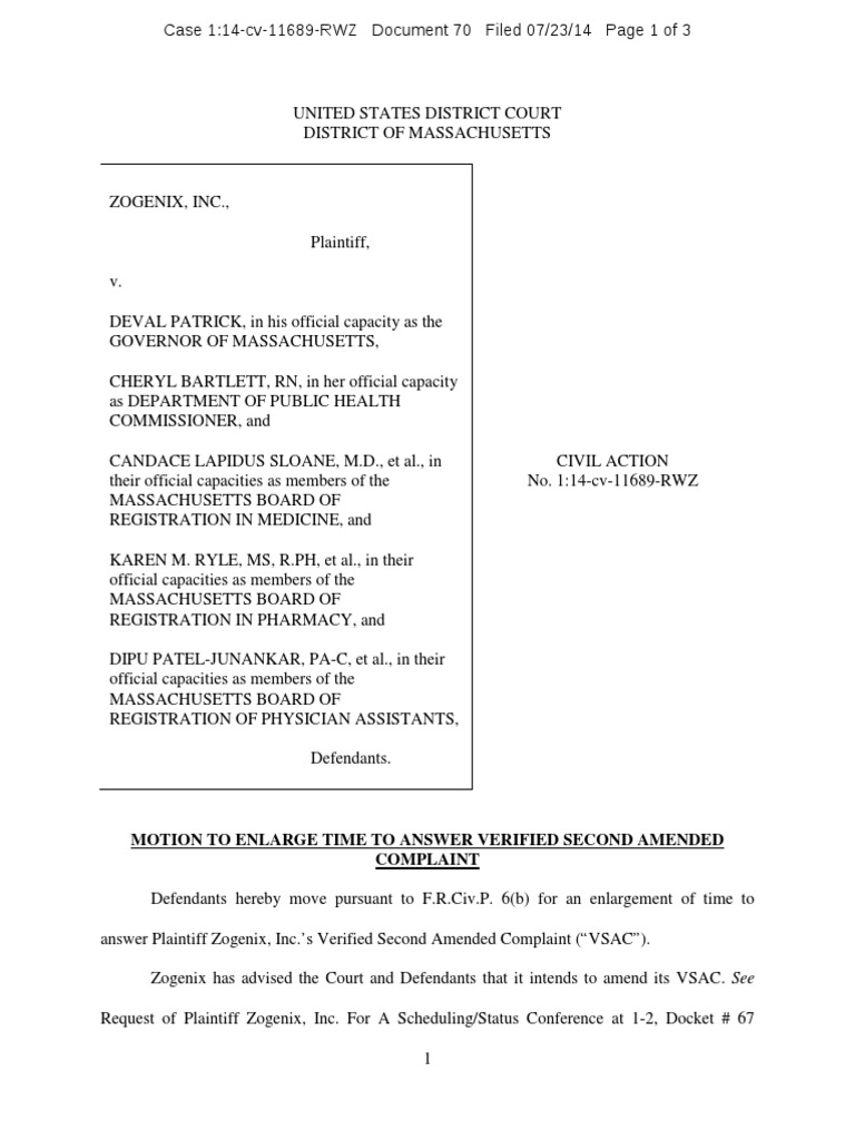 Motion to Enlarge Time for Answer | PDF | Complaint | United States Law