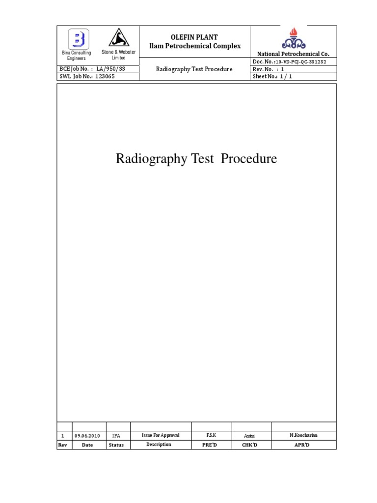 Radiography Test Procedure | PDF | Radiography | Calibration