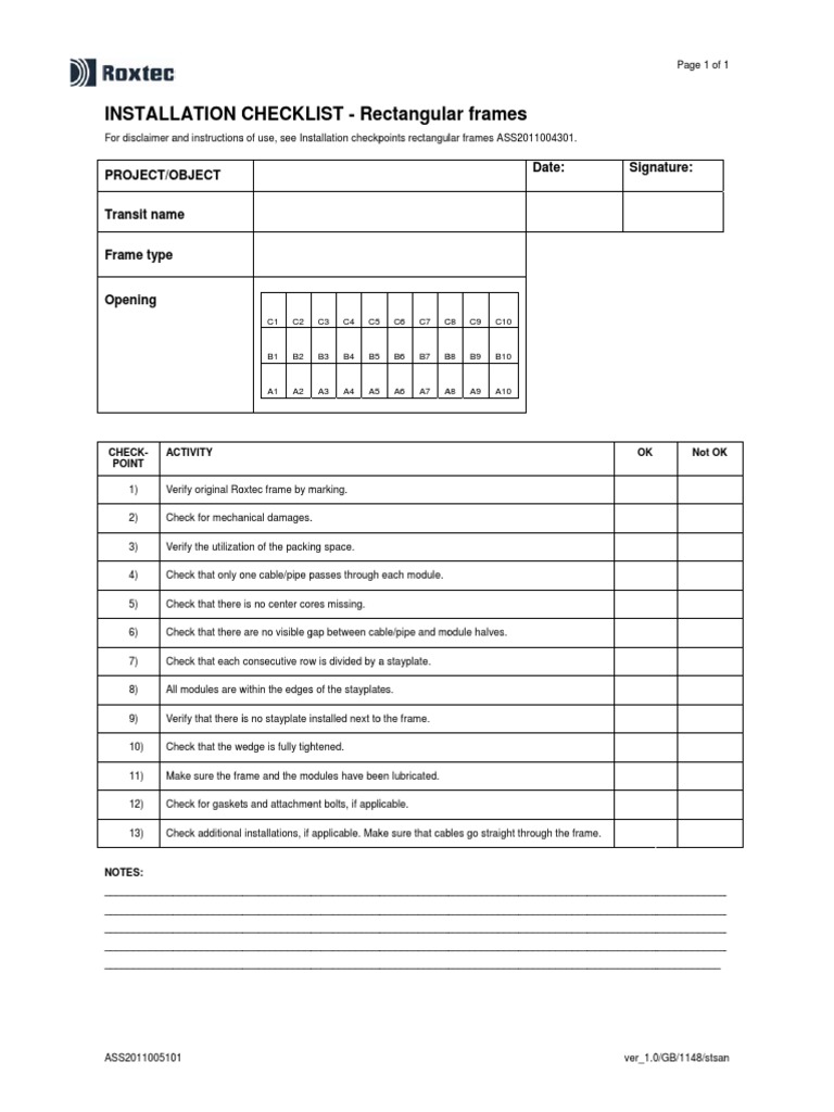 Installation Checklist for ASS201100510 | PDF | Home & Garden | Computers