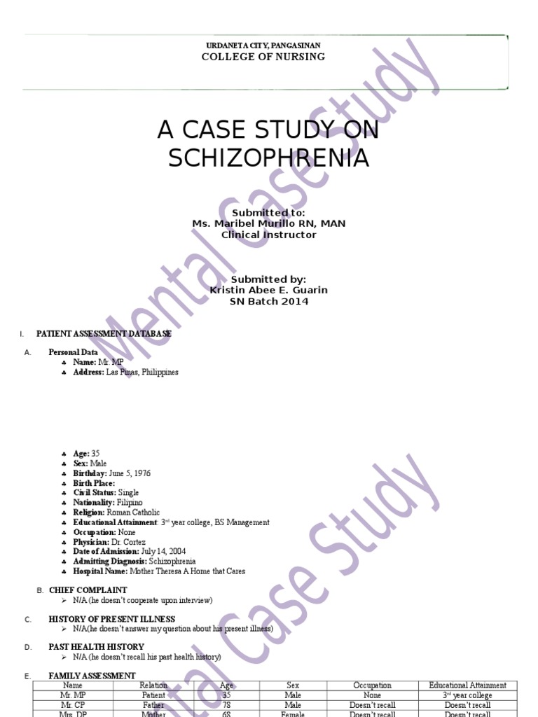 sample schizophrenia case study