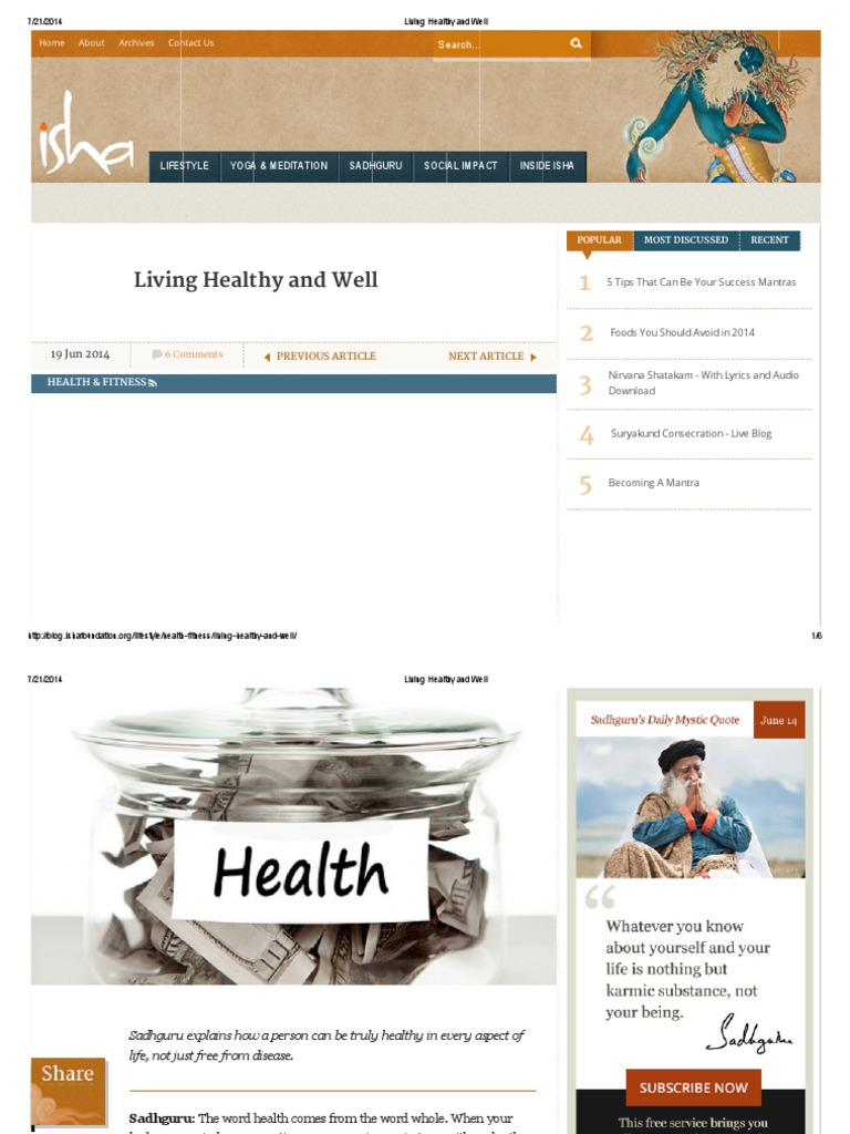 Living Healthy and Well | PDF | Self-Improvement
