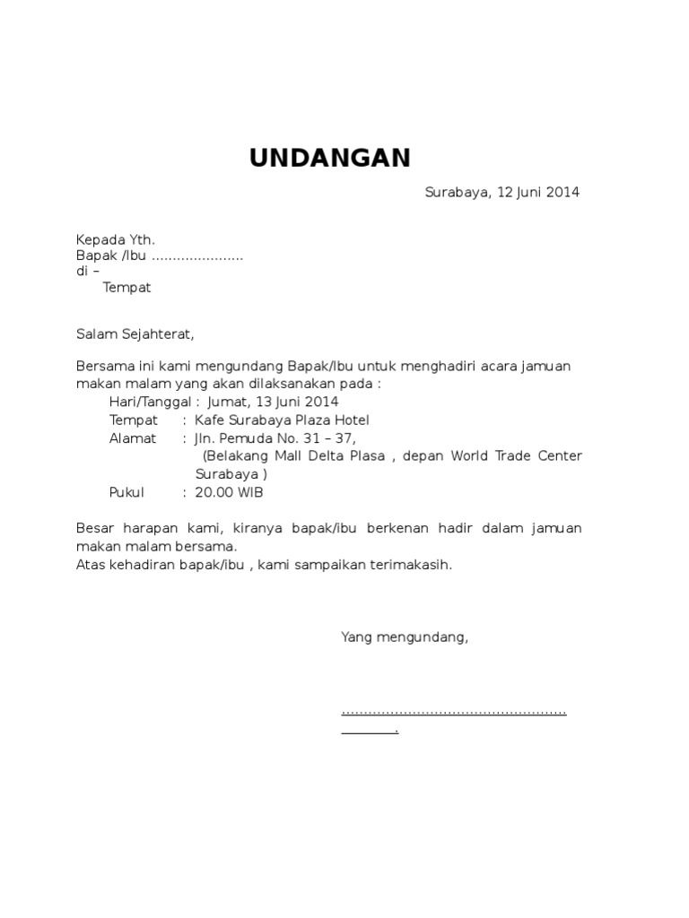 106 Contoh Undangan Jamuan Makan Malam Terbaik Contoh Undangan