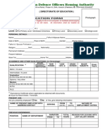 Pakistan Defence Officers Housing Authority: Application Form