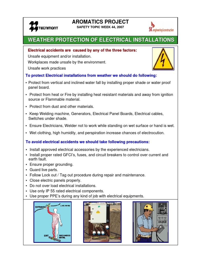 Weather Protection of Electrical Installations: Aromatics Project | PDF