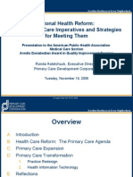 National Healthcare Reform: The Primary Care Imperatives and Strategies For Meeting Them