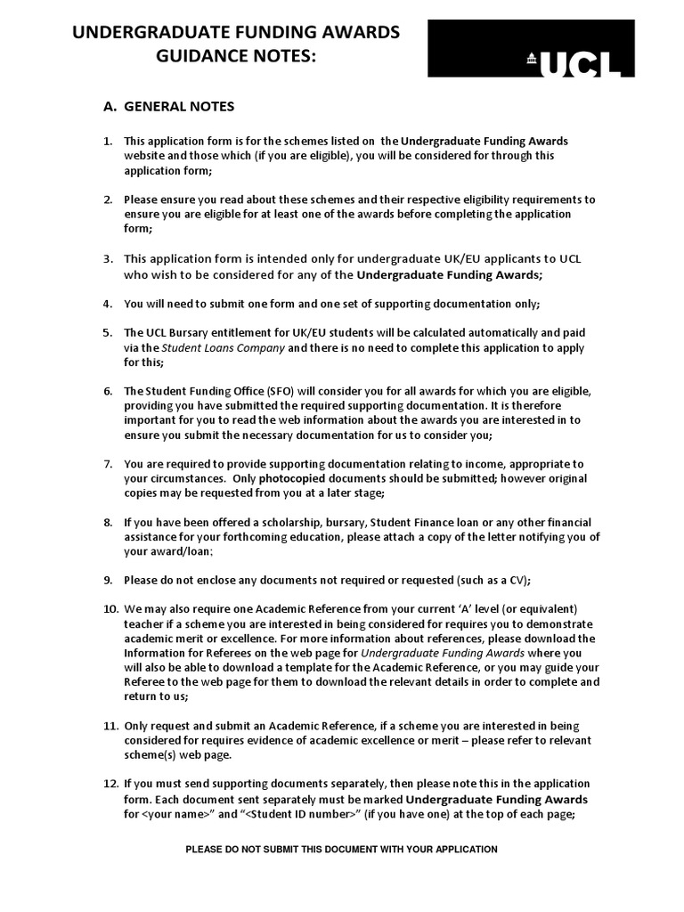 UCL Undergraduate Funding Application Guide | PDF | Student Loan | Loans
