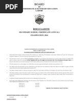RESULT GAZETTE SECONDARY SCHOOL CERTIFICATE (ANNUAL) EXAMINATION, 2014