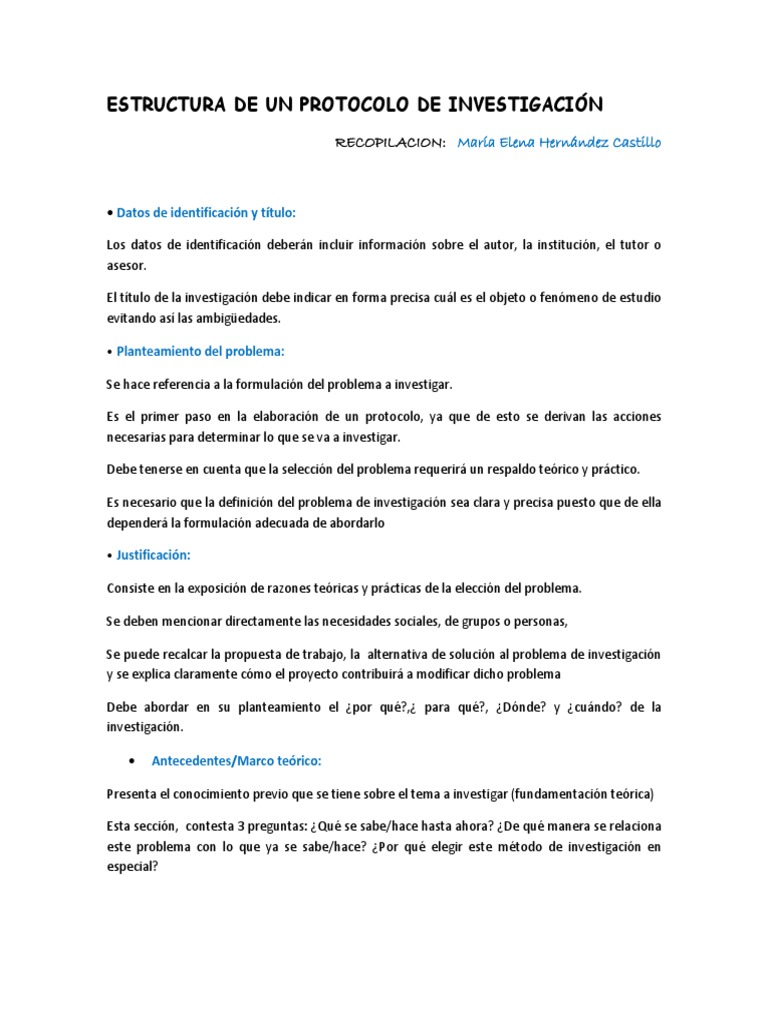 Estructura de Un Protocolo de Investigación Hipótesis